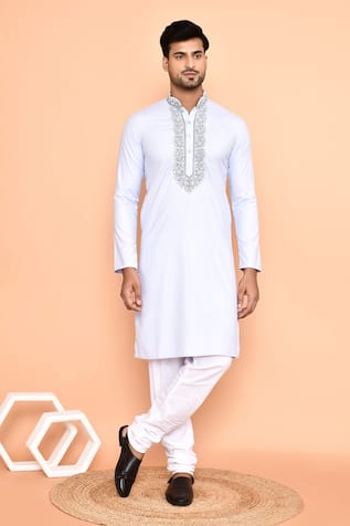Garden Vine Embroidered Yoke Kurta With Churidar 
