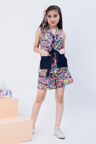 Hoity Moppet Stereo Printed Top & Skirt Set 