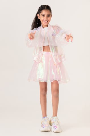 Panchhi by Kanupriya Tibrewala Girl You Shine Sheer Jacket With Skirt 