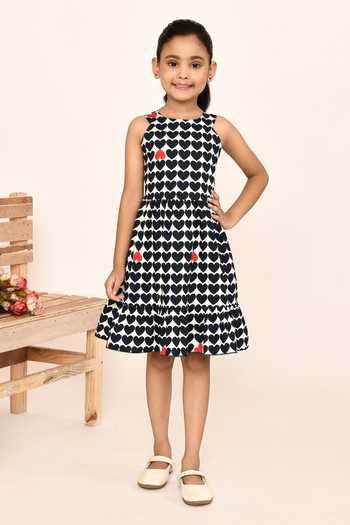 Petite Pomme Heart Print Cotton Dress 