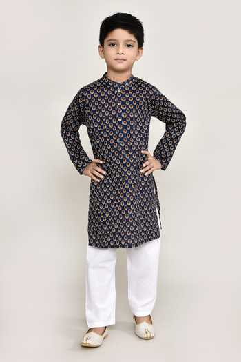 Petite Pomme Floral Buta Print Cotton Kurta & Pant Set 