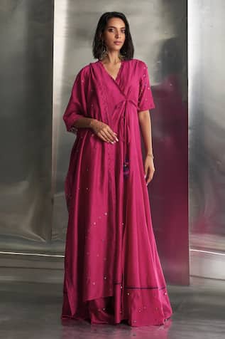 Charkhee Gems Embellished Sleeves Angarkha Set 