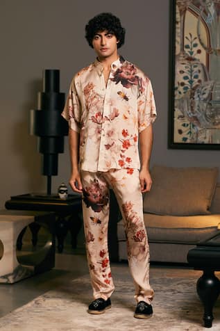 Siddartha Tytler Bumble Bee Print Shirt With Pyjama Pant 