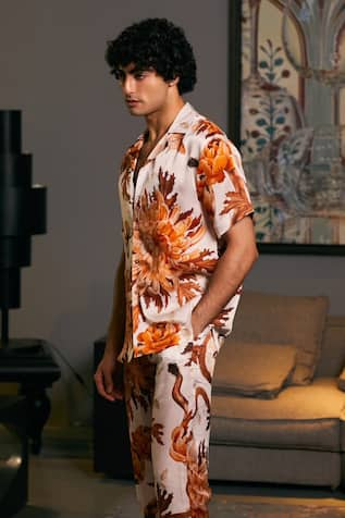 Siddartha Tytler Flora & Fauna Print Shirt With Pyjama Pant 