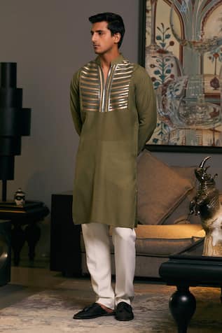 Siddartha Tytler Geometric Pattern Embroidered Kurta 