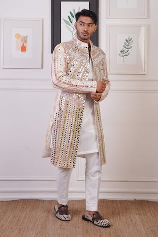 Ankur J Mirror Embroidered Jacket & Pant Set 