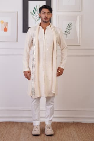 Ankur J Mirror Butti Embroidered Kurta & Pant Set 