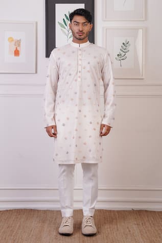 Ankur J Floral Butti Embroidered Kurta With Pant 