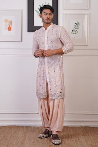 Ankur J Mirror Embellished Kurta With Salwar 