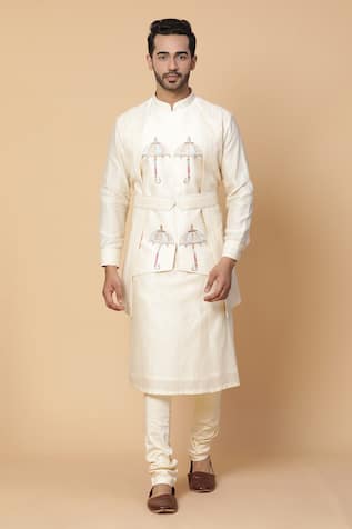 Kudrat Couture Umbrella Embroidered Panelled Kurta Set 