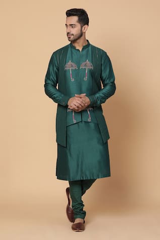 Kudrat Couture Umbrella Embroidered Kurta Set 