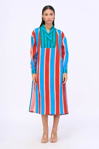 Siddhartha Bansal Spicy Affair Caban Stripe Print Dress 