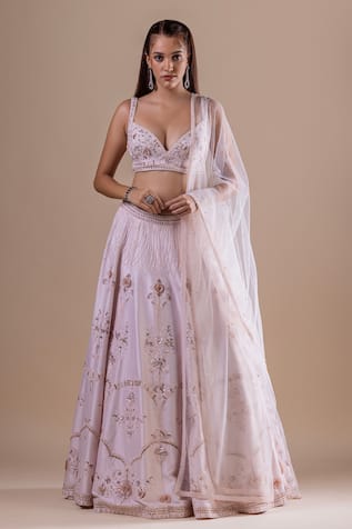 Raj Arora Swarovski Embroidered Assam Silk Embroidered Lehenga Set 