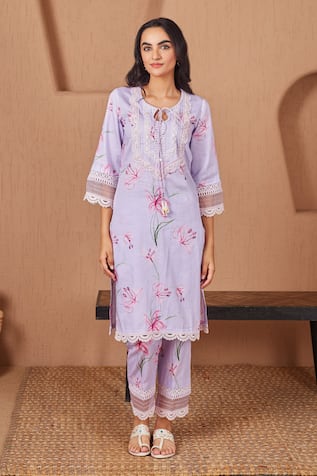 Bhawna Sethi Finch Floral Print A-Line Kurta & Pant Set 