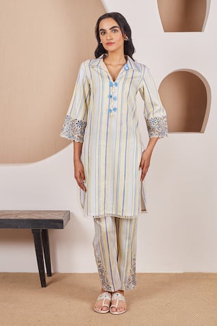 Bhawna Sethi Canary Kurta & Pant Co-ord Set 