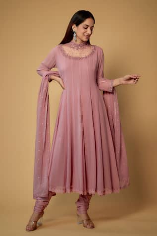 Embroidered Yoke Anarkali Pant Set 