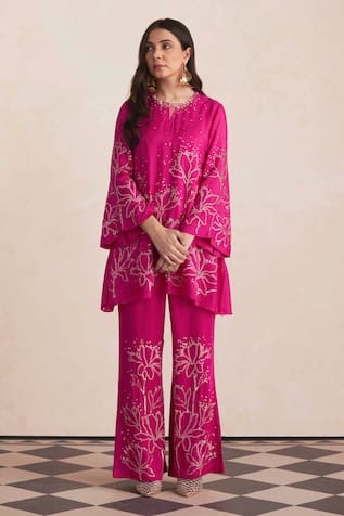 Embroidered Silk Kurta & Bell Bottom Pant Set 
