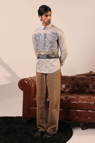 Abkasa Landscape Embroidered Shirt 