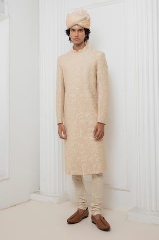 Darshika Menswear Floral Embroidered Sherwani Kurta Set 