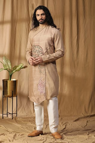 Kudrat Couture Buddha Asymmetric Panel Kurta & Pant Set 