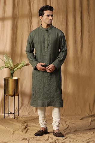 Kudrat Couture Textured Kurta & Churidar Set 