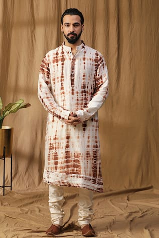 Kudrat Couture Asymmetric Tie-Dye Kurta & Churidar Set 