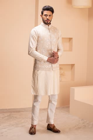 Amit Arora Paisley Bloom Embroidered Bundi Set 