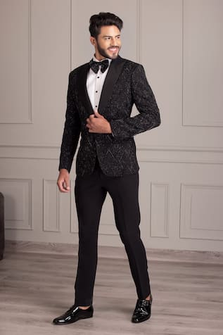 AMIT ARORA Astral Cutdana Embellished Tuxedo With Trouser 