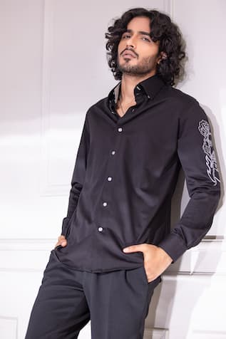 AMIT ARORA Hand Embroidered Sleeve Shirt 