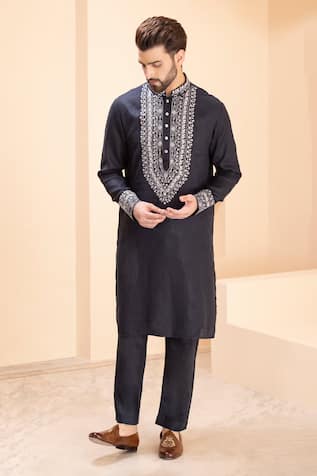 Amit Arora Metal Embroidered Kurta With Aligadhi 