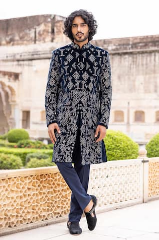 Amit Arora Hand Embroidered Velvet Bandhgala With Pant 