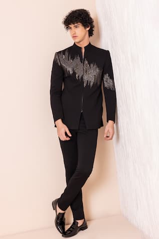 Amit Arora Metal Hand Embroidered Jodhpuri With Pant 