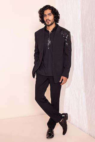 Amit Arora Ionic Sequin Embroidered Coat Pant Set 