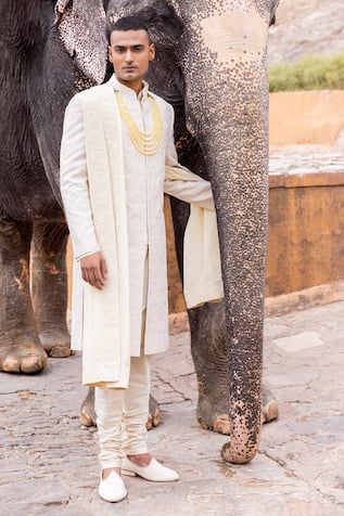 Amit Arora Hexagon Phool Embroidered Sherwani Set 