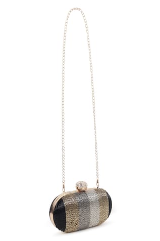 House of Webhin Cutdana Embellished Oval Clutch 