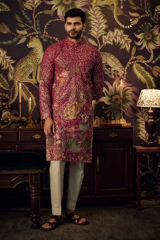 Kasbah Flora Fauna Motif Embroidered Kurta 