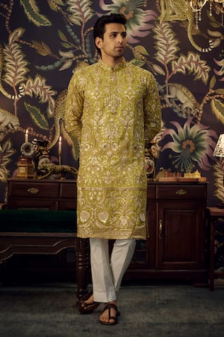 Kasbah Zari Chikankari Embroidered Straight Kurta 