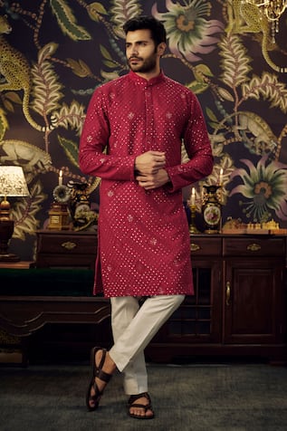 Kasbah Sequin & Thread Embroidered Kurta 