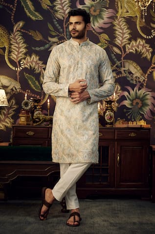 Kasbah Kashmiri Multi Thread Embroidered Kurta 