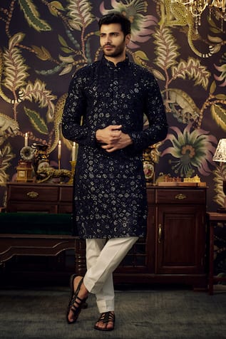 Kasbah Geometric Sequin Embroidered Kurta 