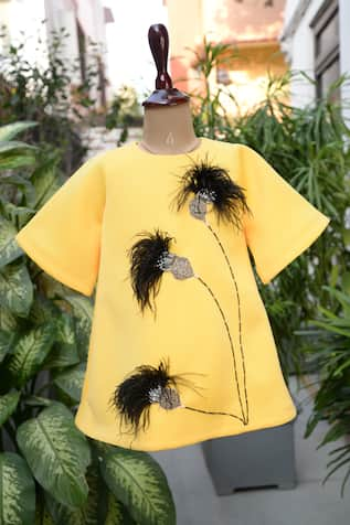 Toplove Daffodil Feather Embellished Dress 