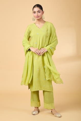 Sequin Embroidered Kurta & Pant Set For Kids