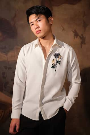 House of KOA Classic Romance Floral Applique Work Shirt 