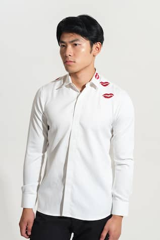 House of KOA Lips Embroidered Shirt 