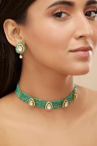 Prisha Polki Bead Choker Set 