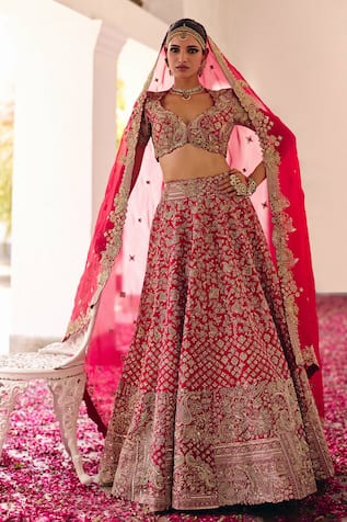 Mrunalini Rao Vryata Mor Bagh Embroidered Bridal Lehenga Set 