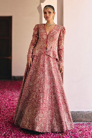 Mrunalini Rao Naavah Kashmiri Bloom Embroidered Jacket With Lehenga 