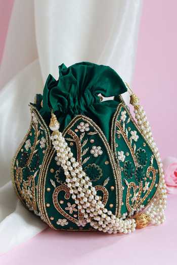The Tan Clan Baag Lotus Hand Embroidered Potli 