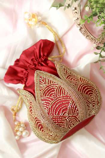 The Tan Clan Hasta Lotus Embroidered Potli 