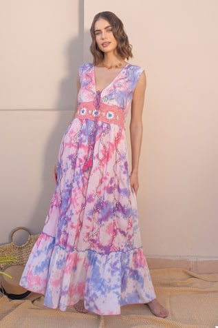 Cotton Sequin Embroidered Dress 